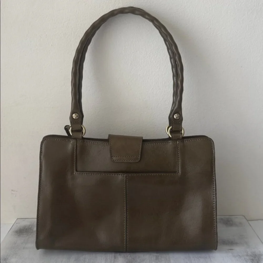 Patricia Nash Rienzo Satchel Vtg Rose Tooled Leather Soft Olive Green W Tassel